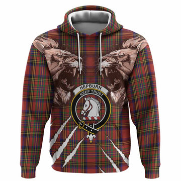 Hepburn Tartan Crest Hoodie Ferocious Lion Style