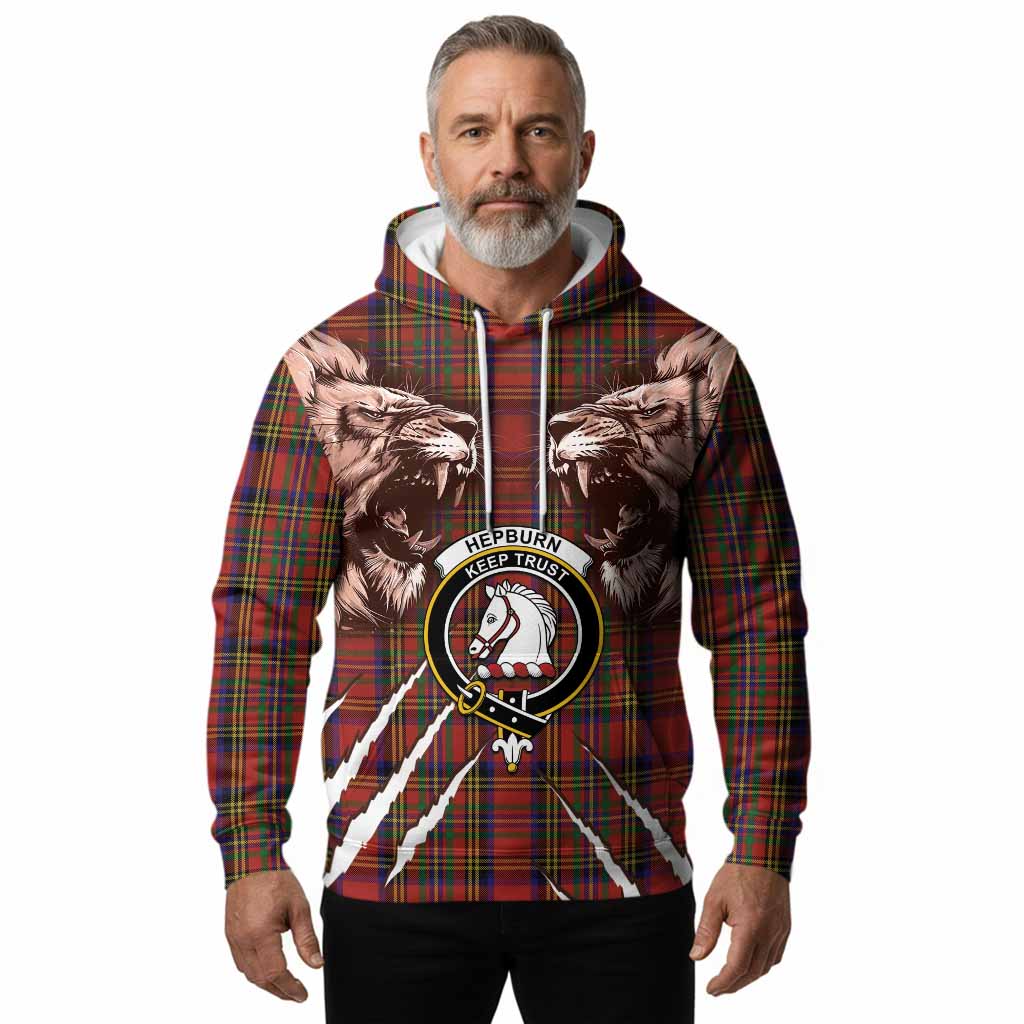 Hepburn Tartan Crest Hoodie Ferocious Lion Style