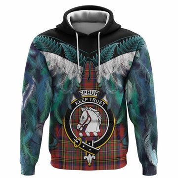 Hepburn Tartan Crest Hoodie New Zealand Maori Korowai Cloak