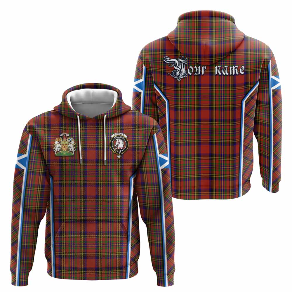 Hepburn Tartan Crest Hoodie Scotland Coat of Arm Flag Style - Tartan Vibes Clothing