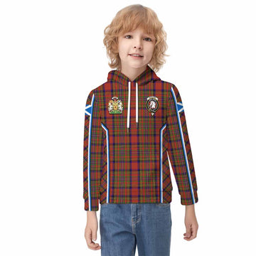 Hepburn Tartan Crest Kid Hoodie Scotland Coat of Arm Flag Style