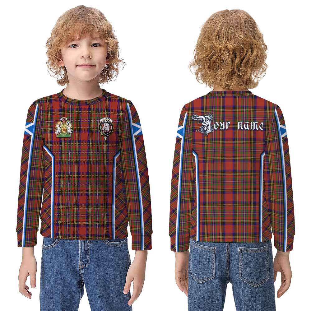 Hepburn Tartan Crest Kid Knitted Sweatshirt Scotland Coat of Arm Flag Style - Tartan Vibes Clothing