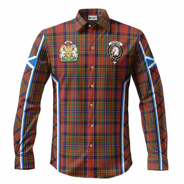 Hepburn Tartan Crest Long Sleeve Button Shirts Scotland Coat of Arm Flag Style