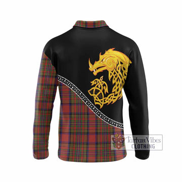 Hepburn Tartan Crest Long Sleeve Polo Shirt Legendary Dragon Knot Half Style