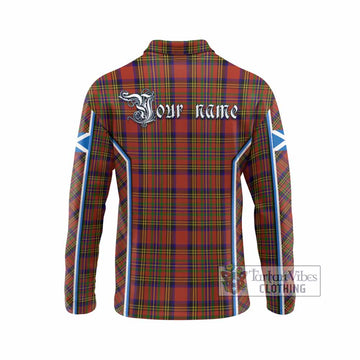 Hepburn Tartan Crest Long Sleeve Polo Shirt Scotland Coat of Arm Flag Style