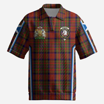 Hepburn Tartan Crest Men’s Polo Sweater Top Scotland Coat of Arm Flag Style