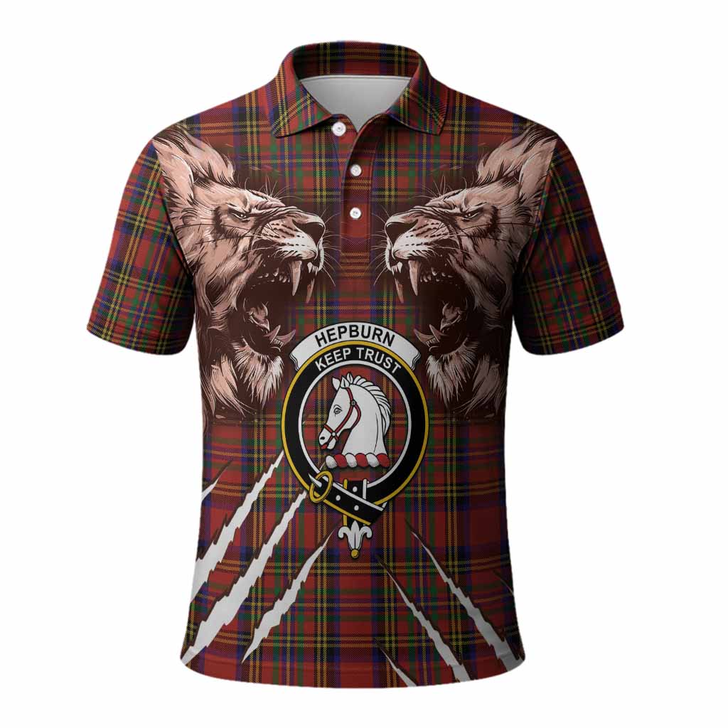 Hepburn Tartan Crest Polo Shirt Ferocious Lion Style