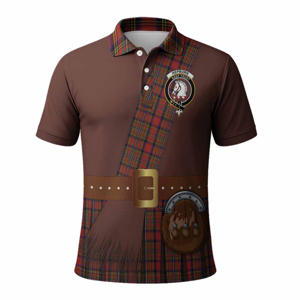 Hepburn Tartan Crest Polo Shirt Kilt Costume Style