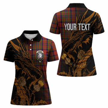 Hepburn Tartan Crest Scottish Women Polo Shirt Dragon and Thistle