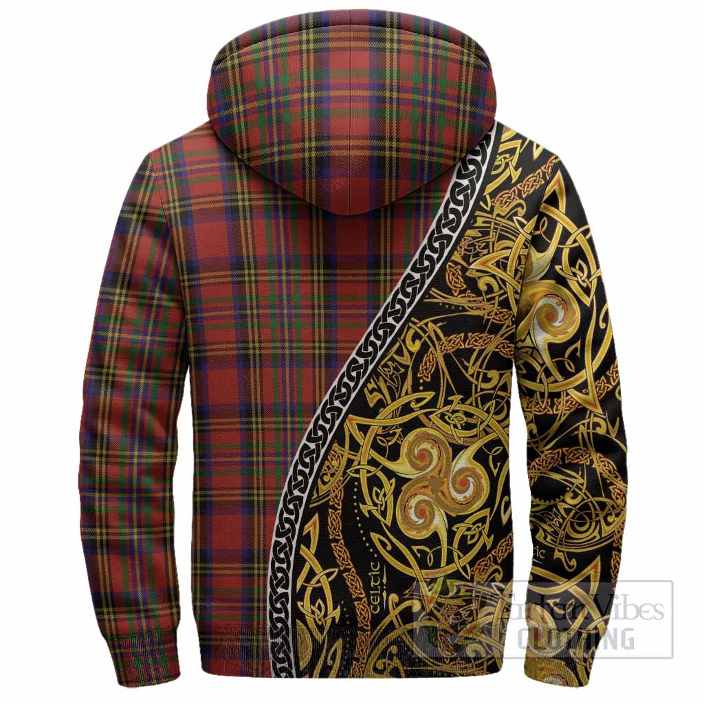 Hepburn Tartan Crest Sherpa Hoodie Celtic Knot and Triple Trickle Spiral Symbols