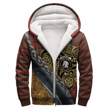 Hepburn Tartan Crest Sherpa Hoodie Scottish Triskele Celtic