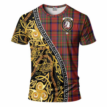 Hepburn Tartan Crest T-Shirt Celtic Knot and Triple Trickle Spiral Symbols