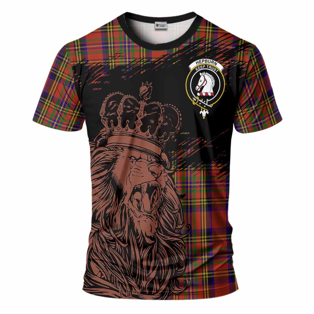 Hepburn Tartan Crest T-Shirt Crowned Lion Heritage Style