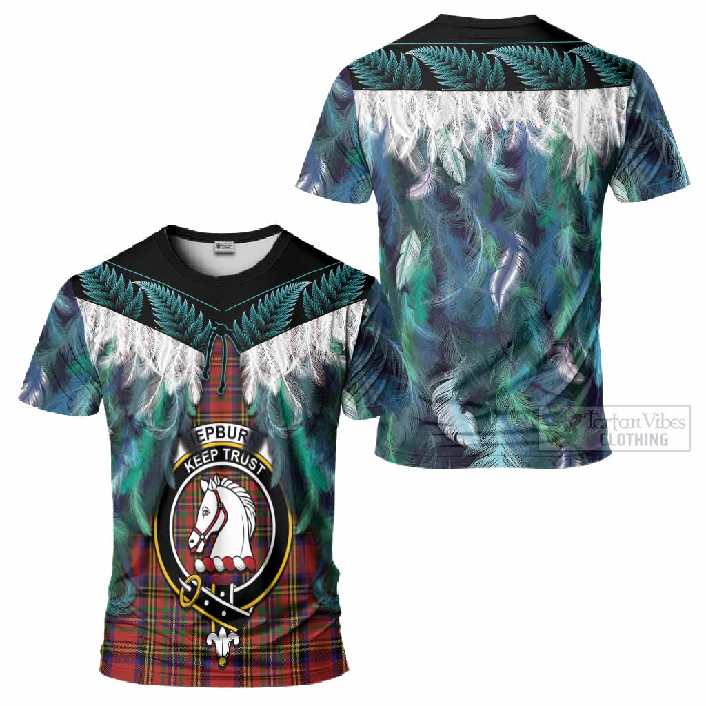 Hepburn Tartan Crest T-Shirt New Zealand Maori Korowai Cloak
