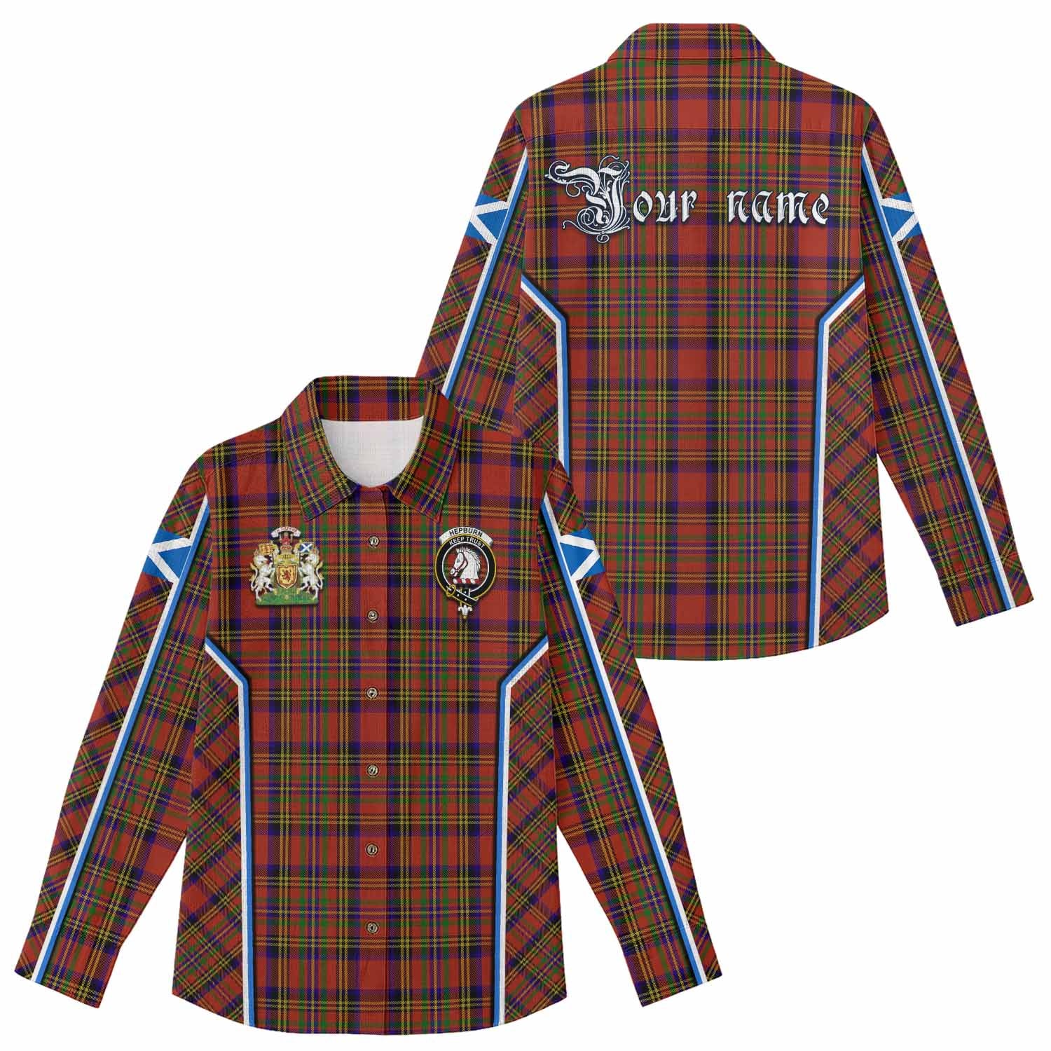 Hepburn Tartan Crest Women Casual Shirt Scotland Coat of Arm Flag Style - Tartan Vibes Clothing