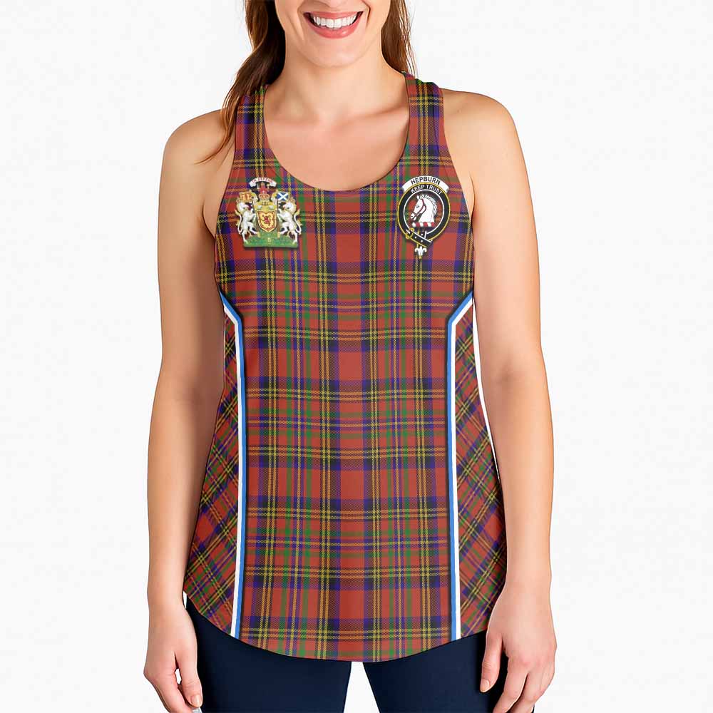 Hepburn Tartan Crest Women Racerback Tanks Scotland Coat of Arm Flag Style - Tartan Vibes Clothing