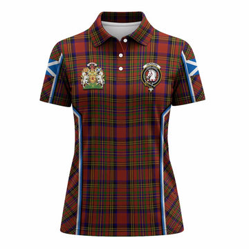Hepburn Tartan Crest Women's Polo Shirt Scotland Coat of Arm Flag Style