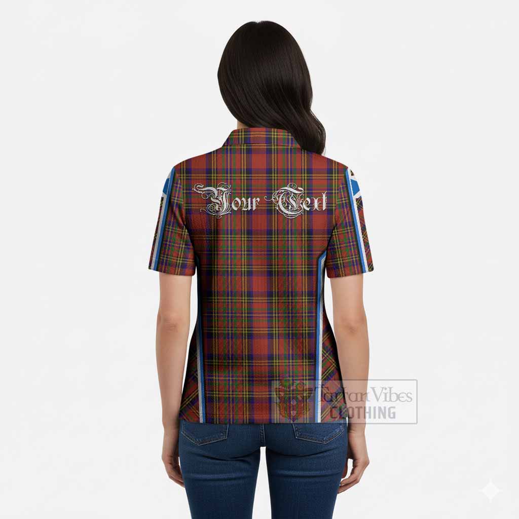 Hepburn Tartan Crest Women’s Polo Sweater Top Scotland Coat of Arm Flag Style