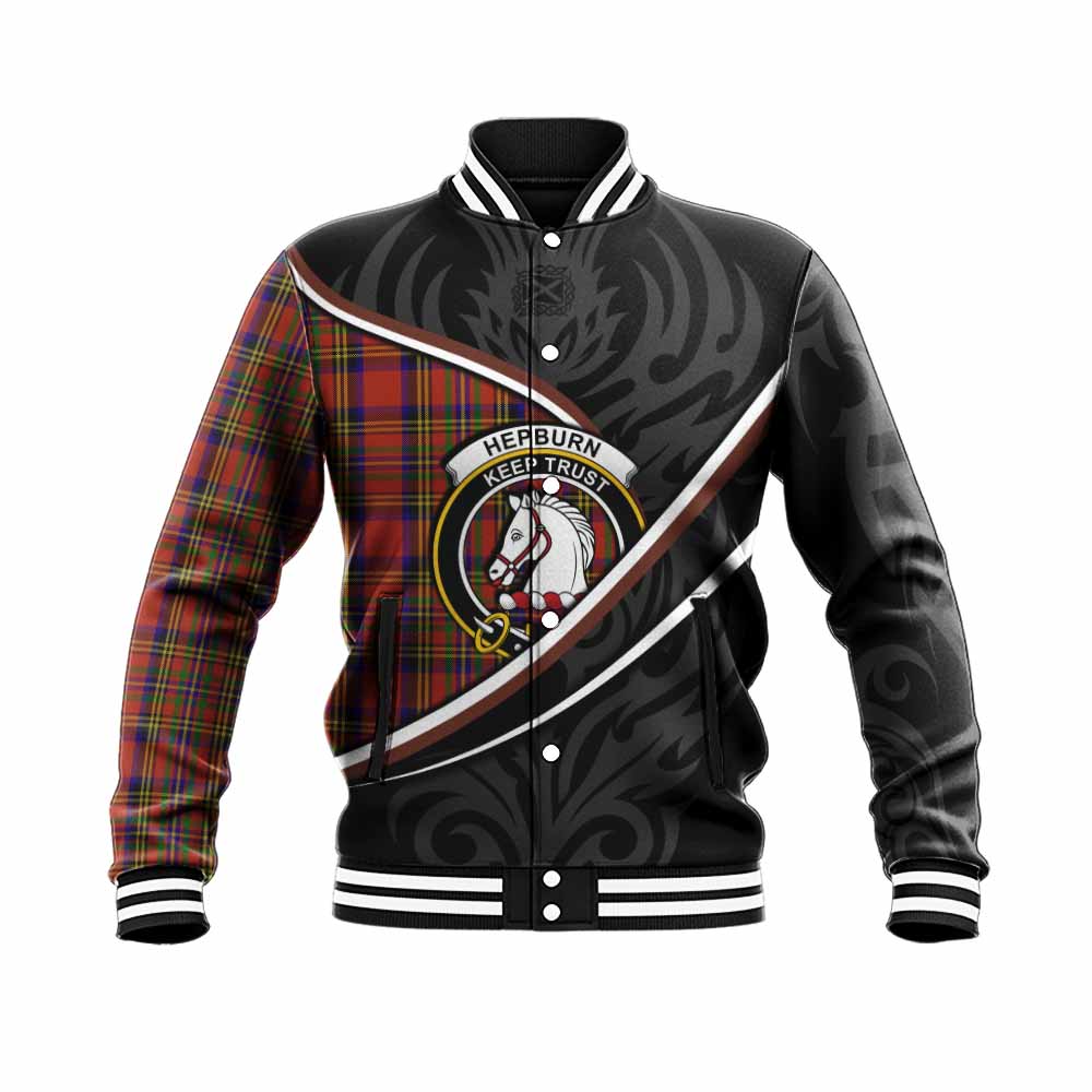 Hepburn Tartan Family Crest Baseball Jacket Celtic Scottish Thistle Floral - Tartan Vibes Clothing
