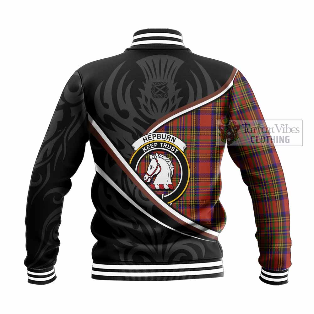 Hepburn Tartan Family Crest Baseball Jacket Celtic Scottish Thistle Floral - Tartan Vibes Clothing
