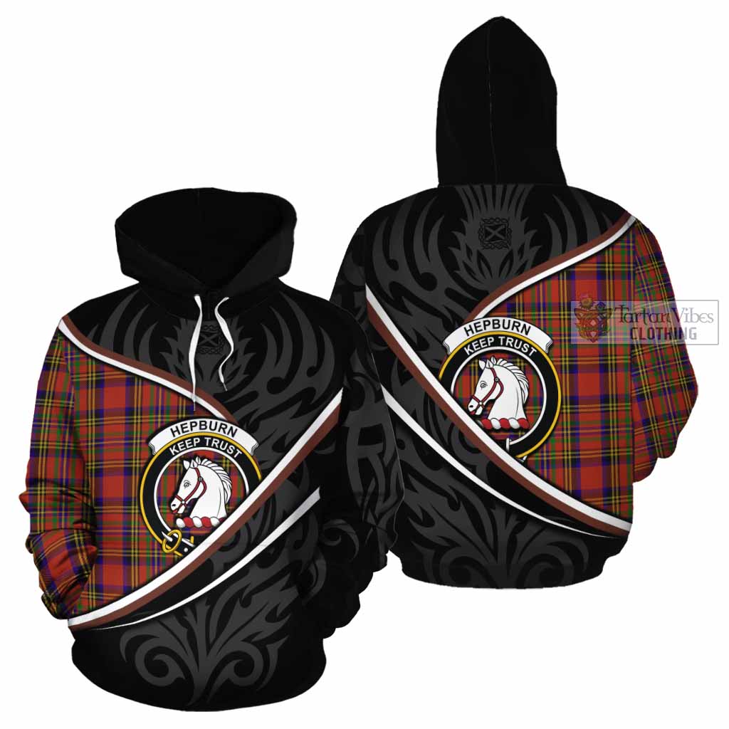Hepburn Tartan Family Crest Cotton Hoodie Celtic Scottish Thistle Floral - Tartan Vibes Clothing