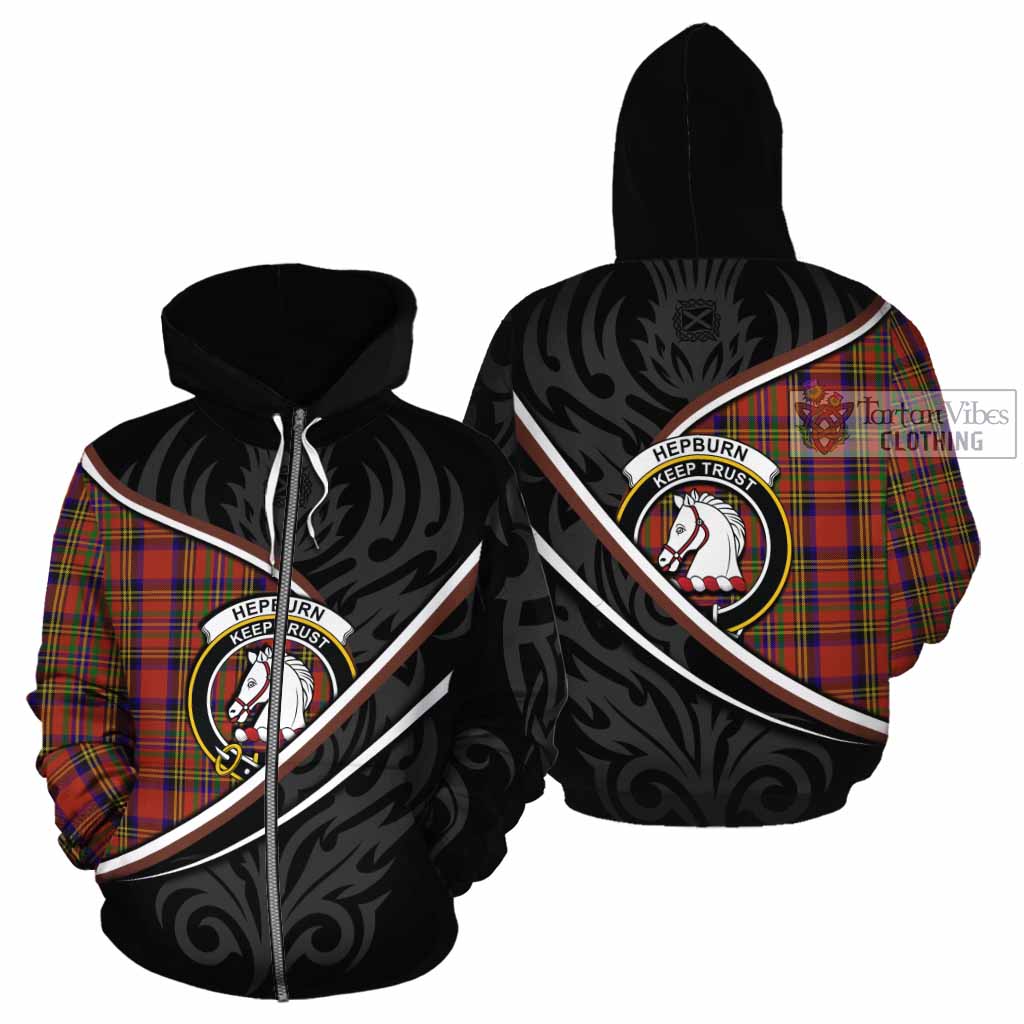 Hepburn Tartan Family Crest Cotton Hoodie Celtic Scottish Thistle Floral - Tartan Vibes Clothing