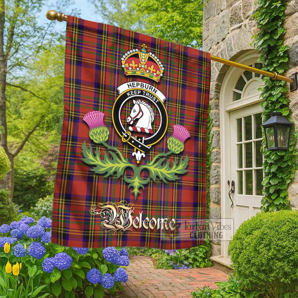 Hepburn Tartan Family Crest Garden Flag Royal Thistle Welcome Style - Tartan Vibes Clothing