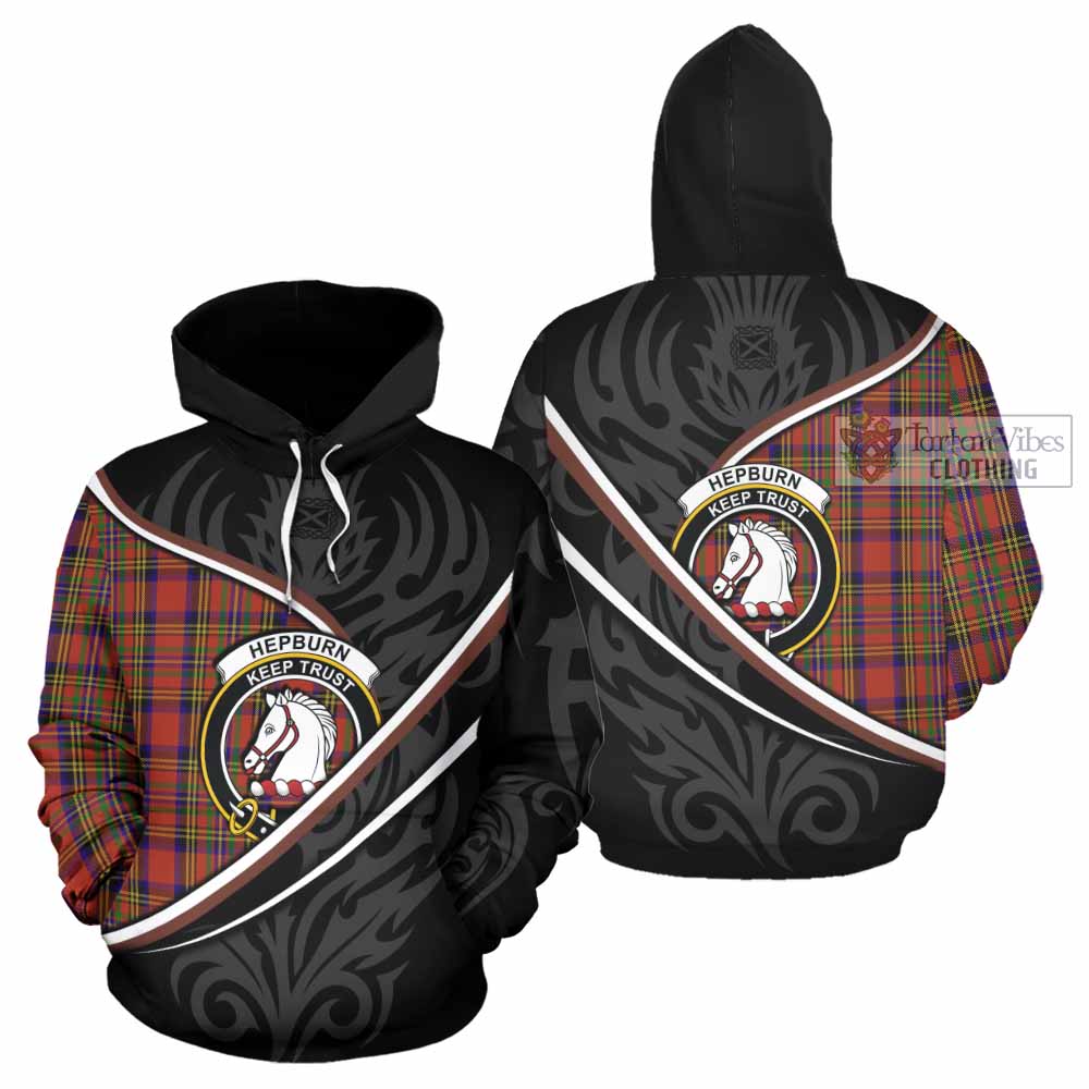 Hepburn Tartan Family Crest Hoodie Celtic Scottish Thistle Floral - Tartan Vibes Clothing