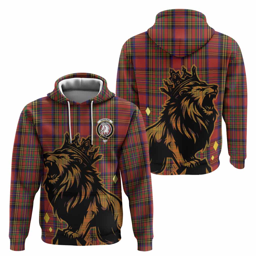 Hepburn Tartan Family Crest Hoodie Crowned Lion Roaring