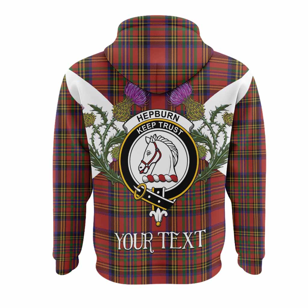 Hepburn Tartan Family Crest Hoodie Scottish Burns Night Thistle Floral