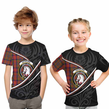 Hepburn Tartan Family Crest Kid T-shirt Celtic Scottish Thistle Floral