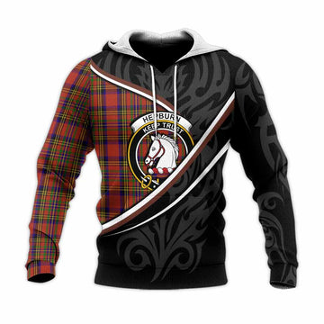 Hepburn Tartan Family Crest Knitted Hoodie Celtic Scottish Thistle Floral