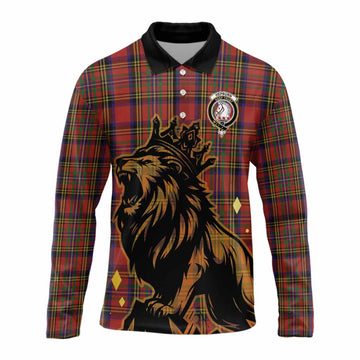 Hepburn Tartan Family Crest Long Sleeve Polo Shirt Crowned Lion Roaring