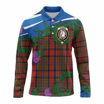 Hepburn Tartan Family Crest Long Sleeve Polo Shirt Thistle in Minimalism