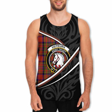 Hepburn Tartan Family Crest Men Tank Top Celtic Scottish Thistle Floral