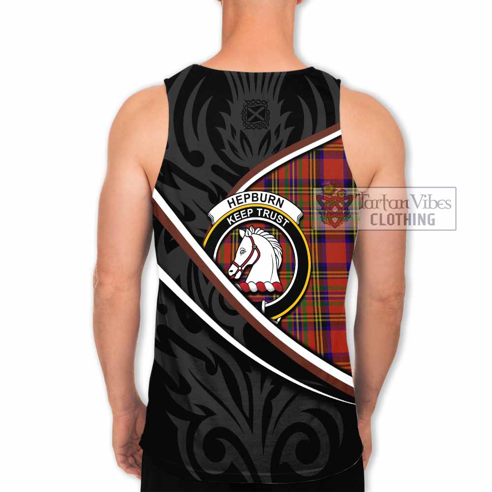 Hepburn Tartan Family Crest Men Tank Top Celtic Scottish Thistle Floral - Tartan Vibes Clothing