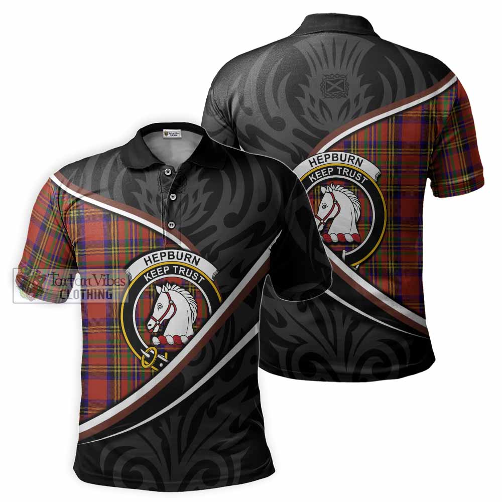 Hepburn Tartan Family Crest Polo Shirt Celtic Scottish Thistle Floral - Tartan Vibes Clothing