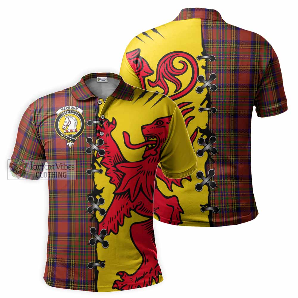 Hepburn Tartan Family Crest Polo Shirt Lion Rampant Honor - Tartan Vibes Clothing