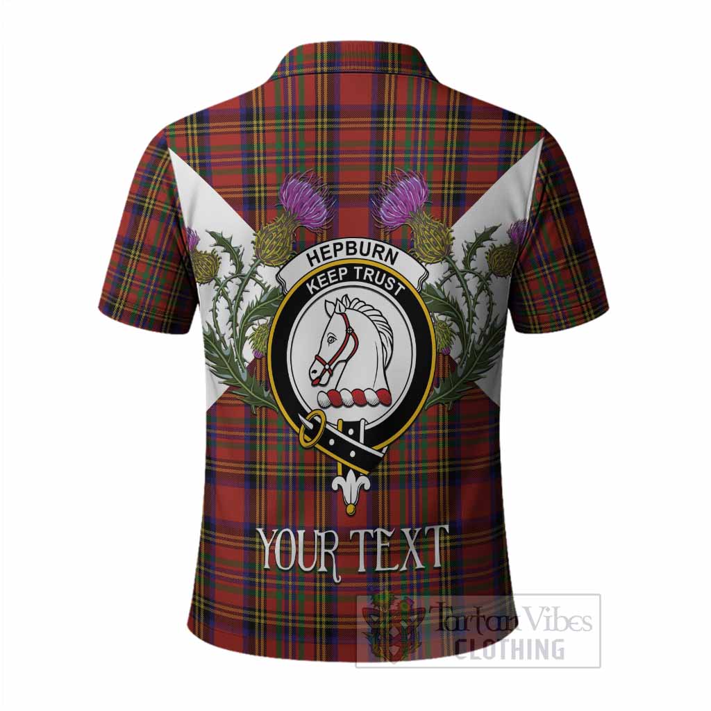 Hepburn Tartan Family Crest Polo Shirt Scottish Burns Night Thistle Floral