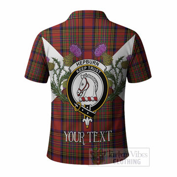 Hepburn Tartan Family Crest Polo Shirt Scottish Burns Night Thistle Floral