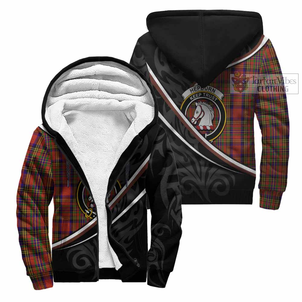 Hepburn Tartan Family Crest Sherpa Hoodie Celtic Scottish Thistle Floral - Tartan Vibes Clothing