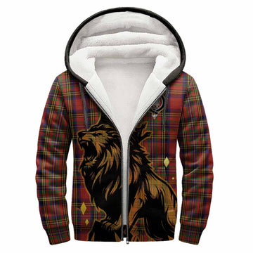 Hepburn Tartan Family Crest Sherpa Hoodie Crowned Lion Roaring