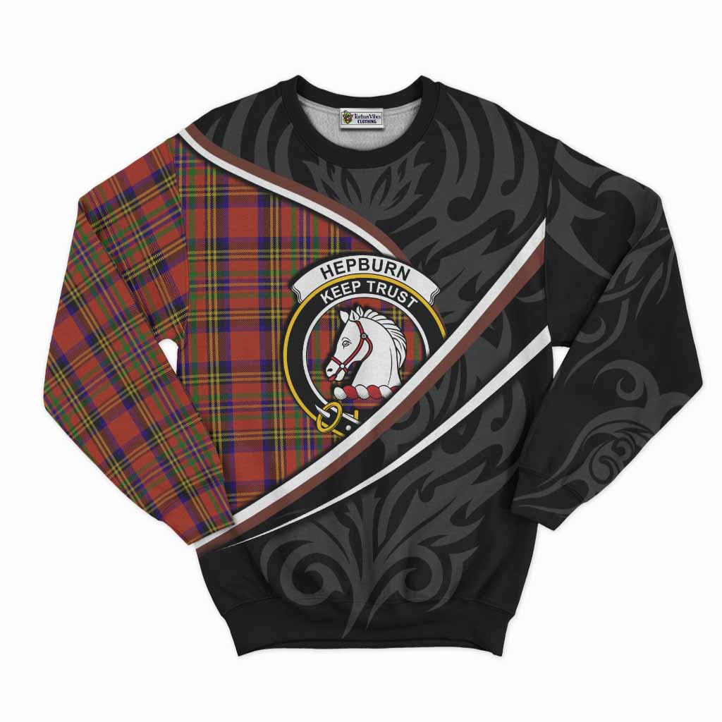 Hepburn Tartan Family Crest Sweatshirt Celtic Scottish Thistle Floral - Tartan Vibes Clothing