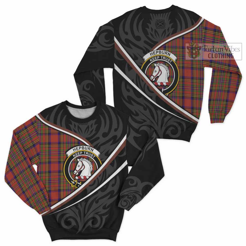Hepburn Tartan Family Crest Sweatshirt Celtic Scottish Thistle Floral - Tartan Vibes Clothing