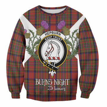 Hepburn Tartan Family Crest Sweatshirt Scottish Burns Night Thistle Floral