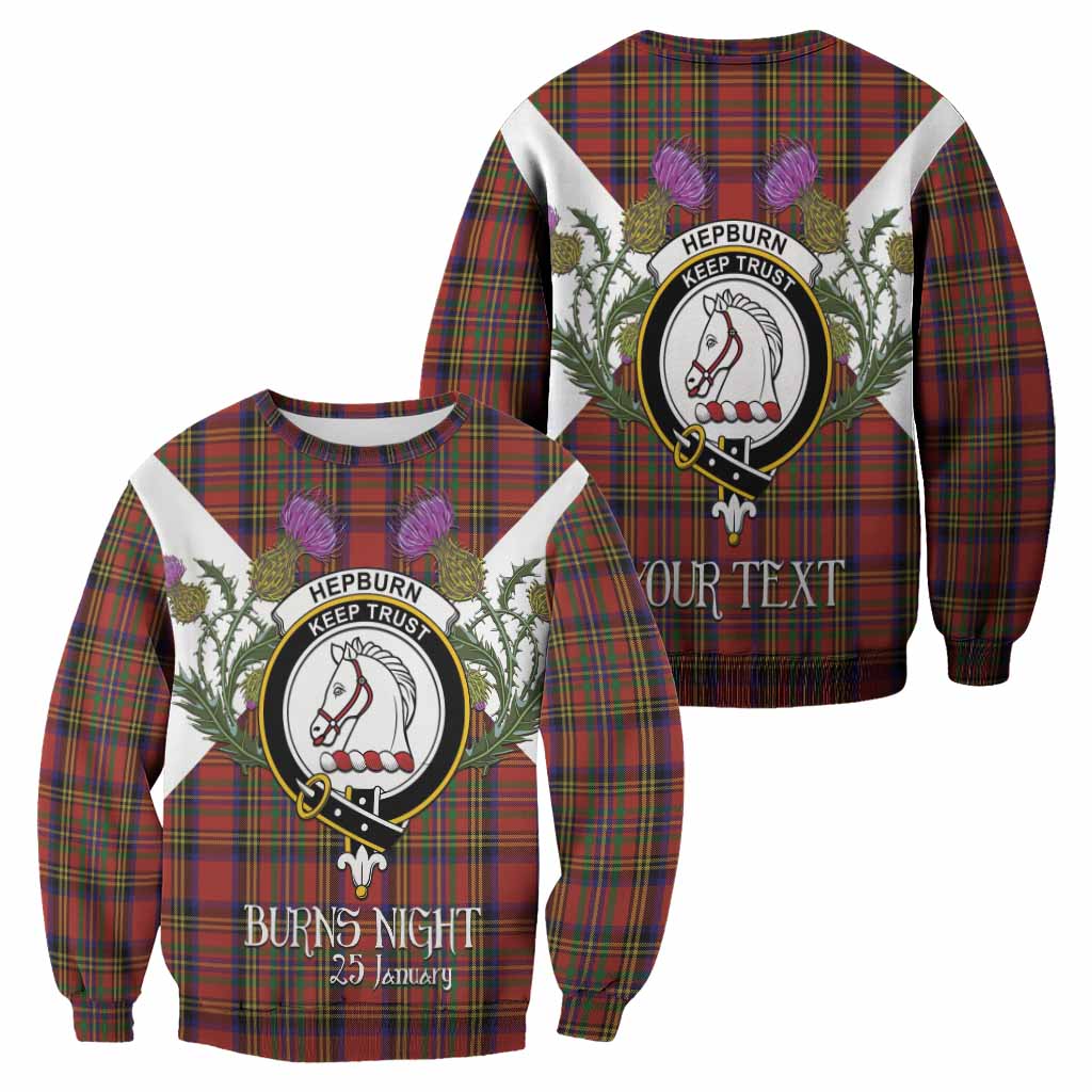 Hepburn Tartan Family Crest Sweatshirt Scottish Burns Night Thistle Floral