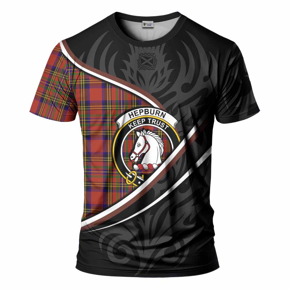 Hepburn Tartan Family Crest T-shirt Celtic Scottish Thistle Floral - Tartan Vibes Clothing