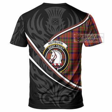 Hepburn Tartan Family Crest T-shirt Celtic Scottish Thistle Floral - Tartan Vibes Clothing