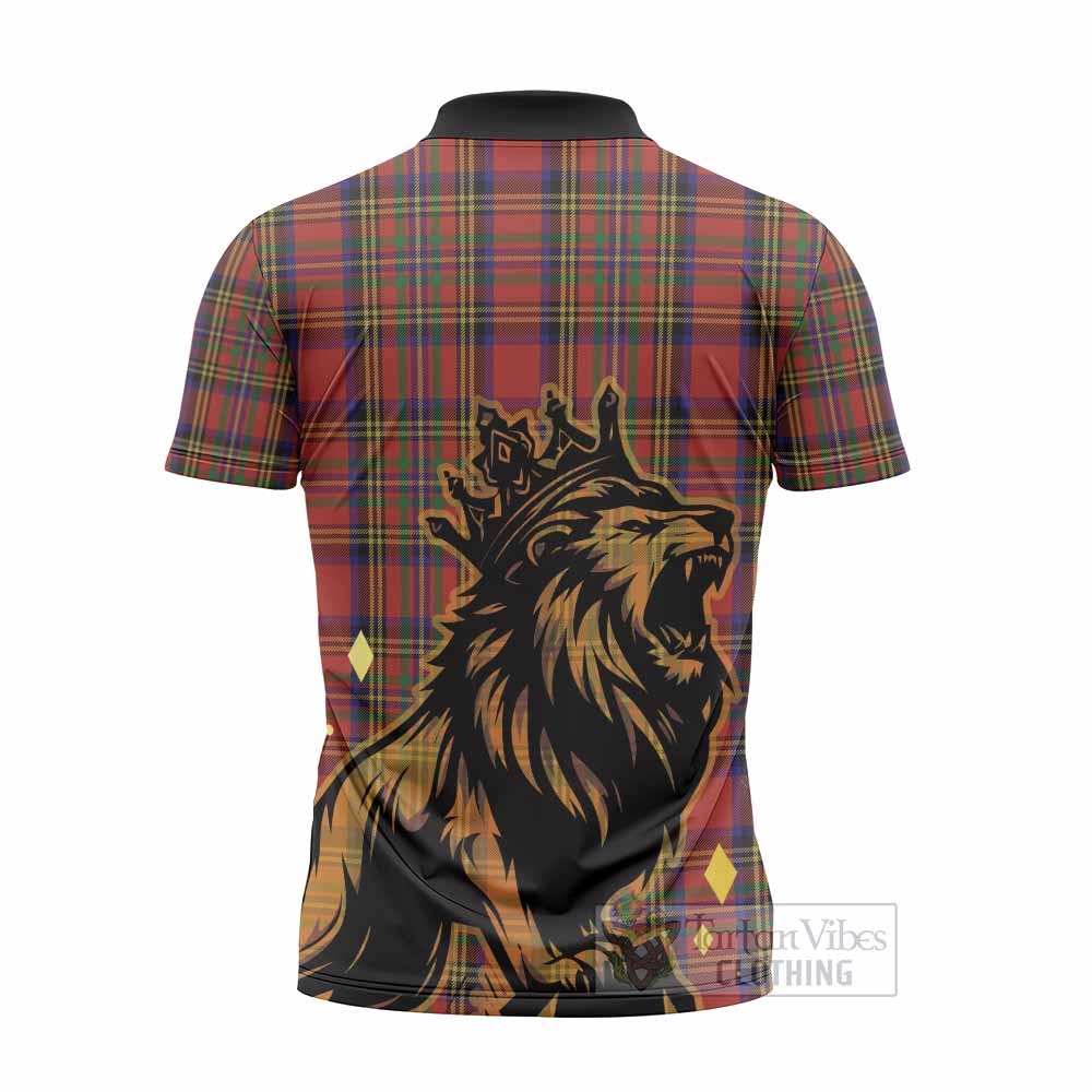 Hepburn Tartan Family Crest Zipper Polo Shirt Crowned Lion Roaring