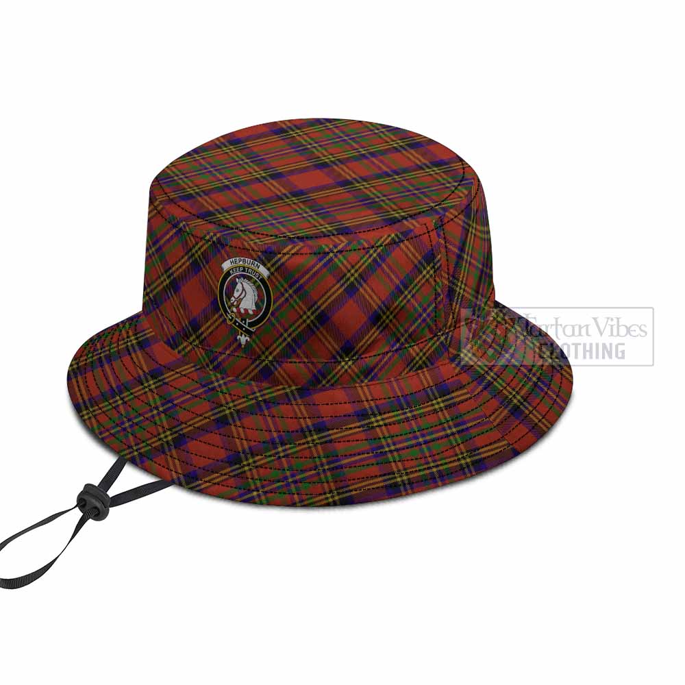Hepburn Tartan Fishing Hat with Family Crest